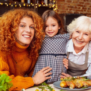 Family portrait at dining table